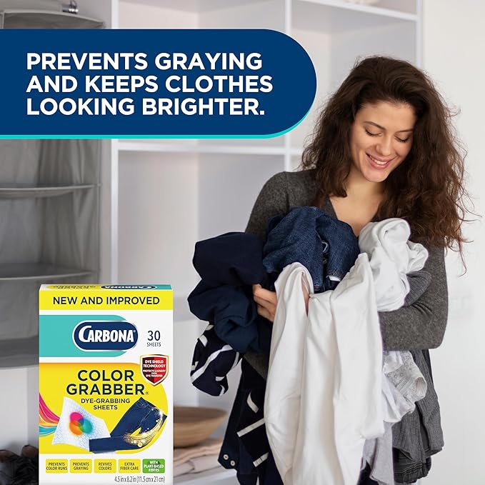 Carbona Color Grabber™ | Protects Laundry from Color Runs or Bleeds | Mix Whites & Colors | in-Wash Dye Grabbing Sheets | 30 Count Per Box, 1 Pack
