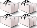 Cosy Family 4 Pack Heavy Duty Extra Large Moving Bags with Backpack Straps - Strong Handles & Zippers, Storage Totes For Space Saving, Fold Flat, Alternative to Moving Box (Set of 4, Clear)