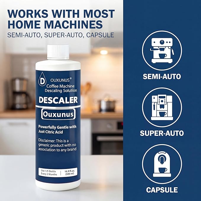 Descaling Solution for Coffee Machines, 500ml, Compatible with DeLonghi Fully Automatic Espresso Machines, Fits ECAM & ESAM Series, Powerful Limescale Remover,(5 Uses)