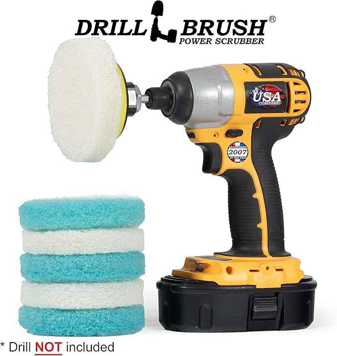 Drill Brush - Kitchen Accessories - Scrub Pads - Shower Cleaner - Bathtub - Bath Mat - Sink - Scrubber - Stove - Oven Rack - Cooktop - Frying Pan - Pots and Pans - Tile - Grout Cleaner - Flooring