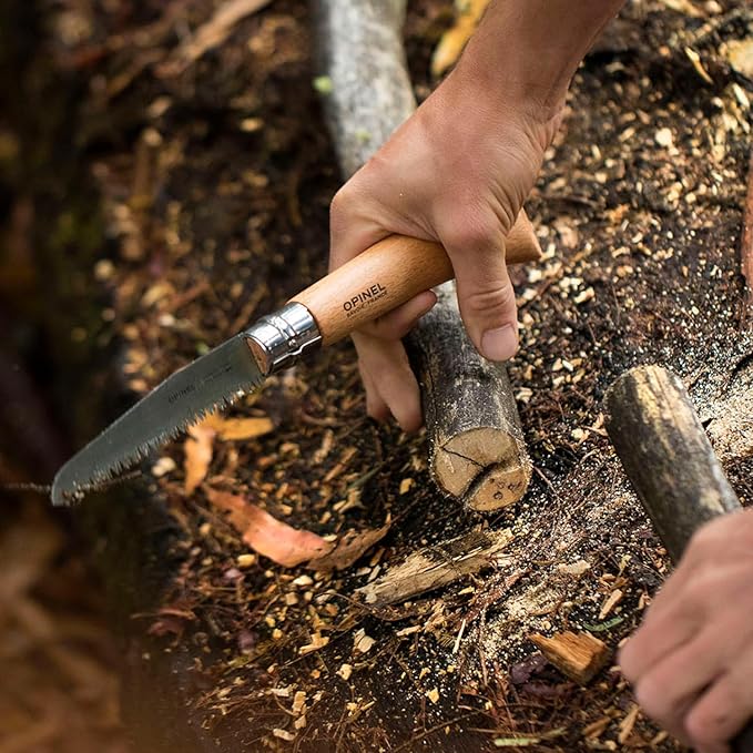 Opinel Folding Saw - Gardening and Camping Folding Carbon Steel Saw with Beechwood Handle