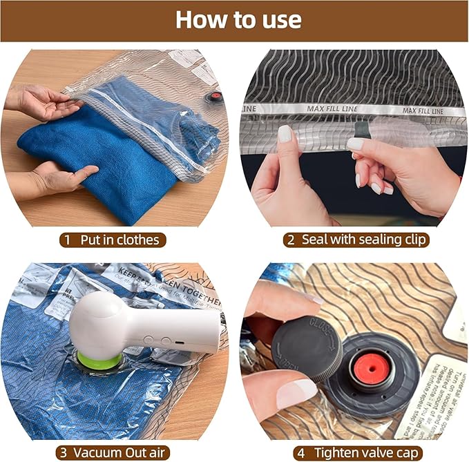 Travel Vacuum Storage Bags, 9 Pack Carry-On Size for Luggage and Suitcase, Vacuum Storage Bags, Vacuum for Bags Storage, Space Saver for Clothes & Clothing - 80% Space Saver(No pump)