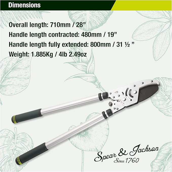 Spear & Jackson Kew Gardens Razorsharp Heavy Duty Telescopic Ratchet Anvil Loppers