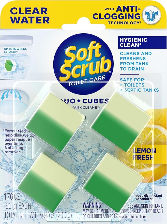 Soft Scrub In-Tank Toilet Cleaner Clear Water DuoCubes, 4ct, Lemon Fresh