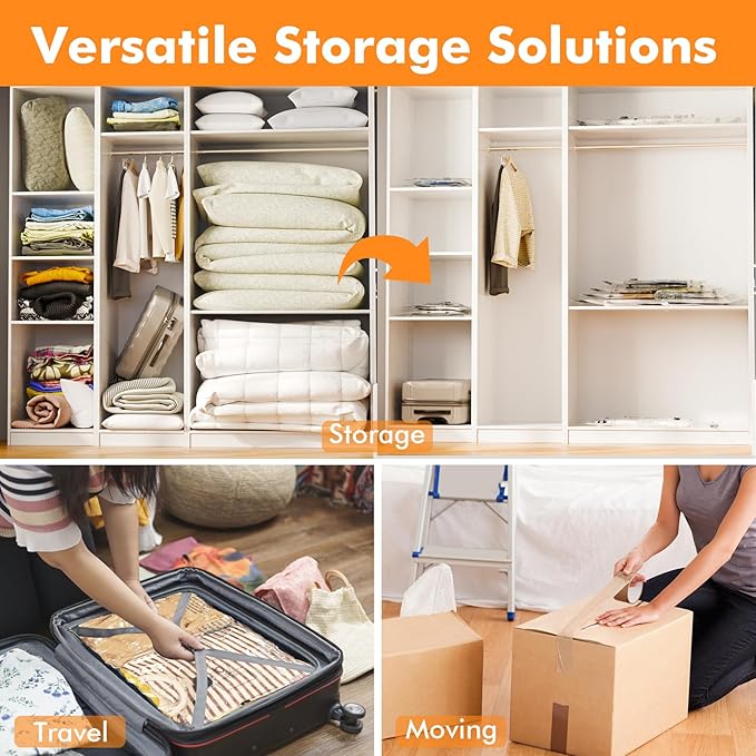 GONGSHI Vacuum Storage Bags, Space Saver Seal Bags For Clothing, Blankets, Comforters, Pillows, Clothes Storage,Travel Luggage.5 L 5 M