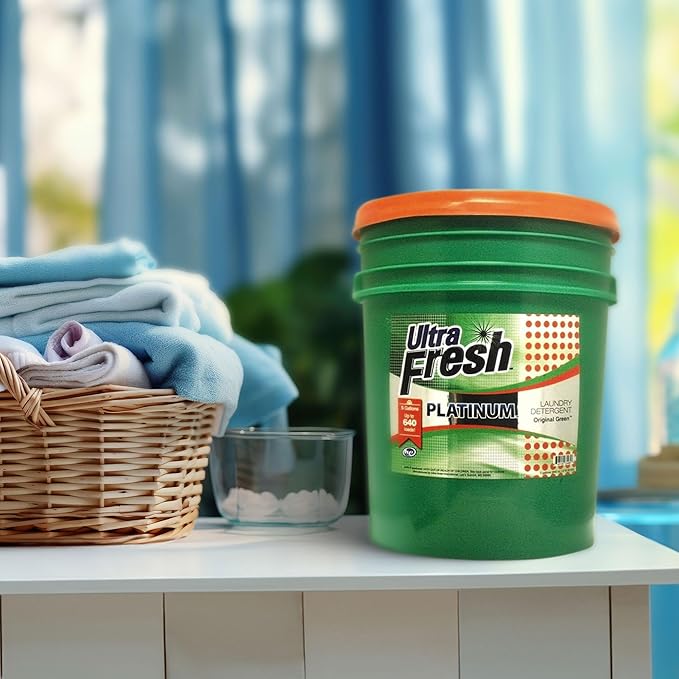 Ultra Fresh 3X Platinum 5 Gallon Laundry Detergent Liquid for All Machine Types with Easy Dispensing Pump, Up to 640 Loads, Original Green (3 Pack)