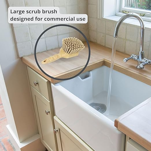 SPARTA 40541EC25 Plastic Scrub Brush, Utility Brush, Kitchen Brush With Hanging Hole For Cleaning, 8 Inches, Tan, (Pack of 6)
