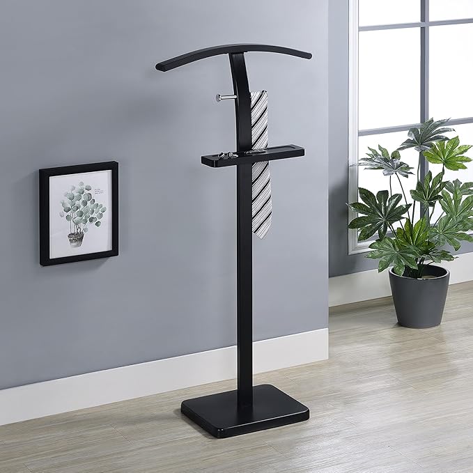 Kings Brand Furniture - Metal Suit Valet Stand, Clothes Rack, Clothing Organizer, Jacket Hanger (Black)