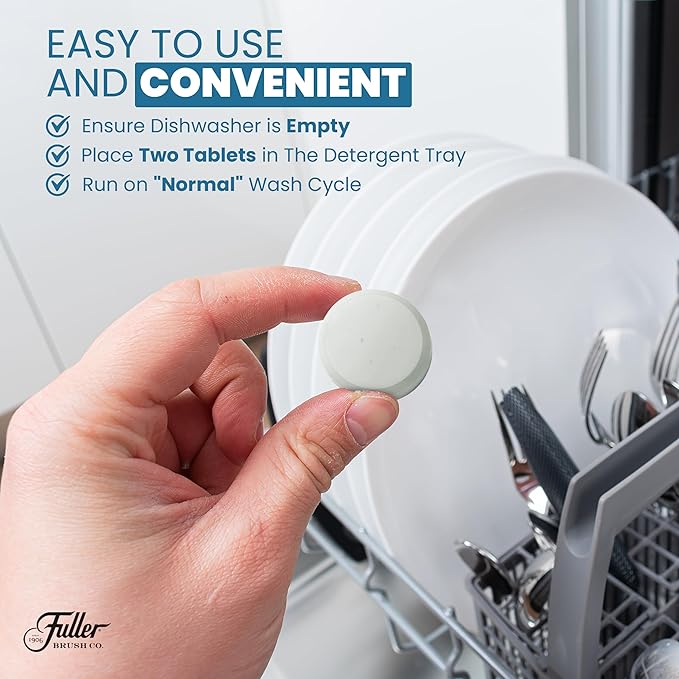 Fuller Dishwasher Cleaner Tabs – Lemon Scent – Eliminates Limescale, Grease & Odors – Septic Safe, Compatible with All Dishwasher Types – (Pack of 4)