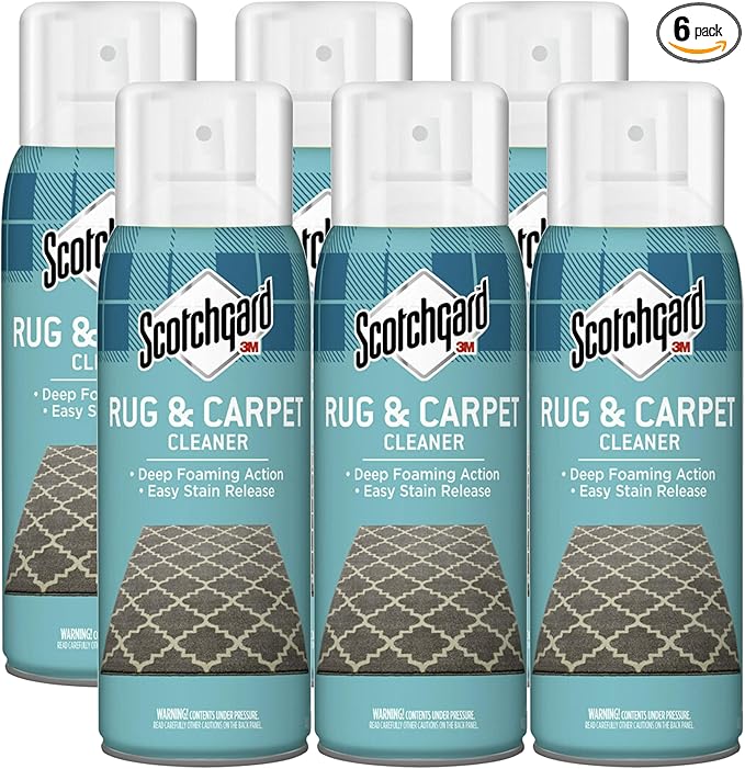 Scotchgard Rug & Carpet Cleaner, Fabric Cleaner Blocks Stains, Cleaning Sprays Make Cleanup Easier, Six 16.5 oz Cans