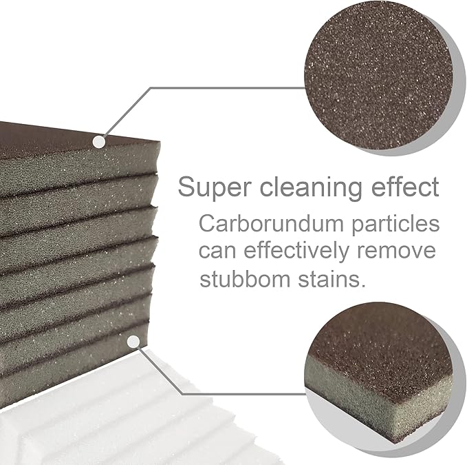 Carborundum Sponge Nano Emery Sponges Caspian Stone Pot Clean Brush Rust Eraser Grit Scouring Pads Pot Cleaning Pads with Carborundum Washing Kitchen Cleaner Tool 8pc