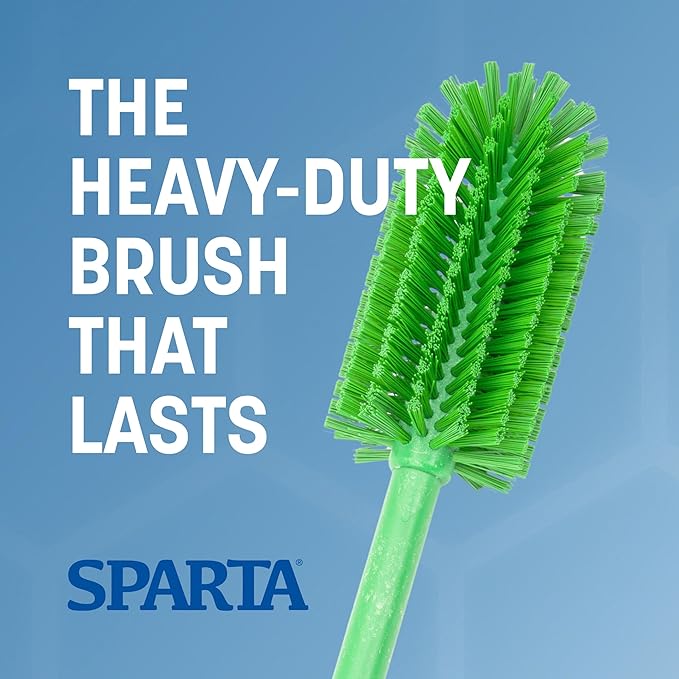 SPARTA Scrub Brush Bottle Brush, Dishwasher Safe Brush with Hanging Hole for Cleaning, Plastic, 16 Inches, Lime, (Pack of 4)