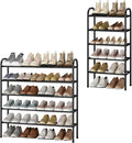 STO STO Expandable Shoe Rack, 5-Tier Metal Shoe Rack for Closet, Up to 24 Pairs Adjustable Shoe Rack Storage for Front Door Entrance, Free Standing Shoe Rack Organizer for Entryway, Black