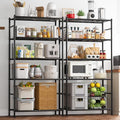 Sakugi Storage Shelves - Set of 2, 5-Tier Metal Shelf Organizer, Space-Saving Garage Shelving with Leveling Feet, Standing Shelves Organizer for Kitchen, Laundry, Pantry (33.1"x12.6"x72.0", Black)