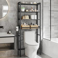 VASAGLE Over the Toilet Storage, Over Toilet Bathroom Organizer with Adjustable Shelves and Basket, 3 Hooks, Space Saving, 9.4 x 23.6 x 68.1 Inches, Ebony Black UBTS114BE01S