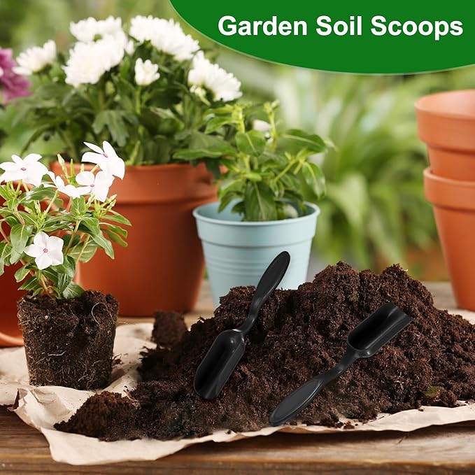 20-Pack Mini Gardening Shovel Spoons, Plastic Garden Soil Scoops for Cultivation Digging Transplanting/Flower Planting/Plant Succulent, Colorful Small Gardening Tools [Black]