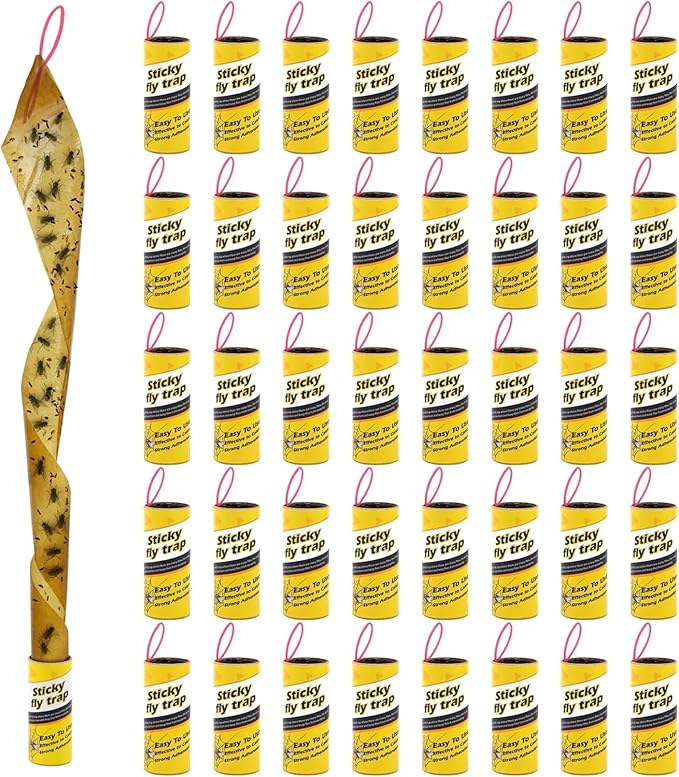 40 Rolls Fruit Fly Traps for Indoors, Fly Trap, Fly Trap Indoor for Home, Fly Traps Outdoor, Sticky Fly Strips, Fly Glue Paper Tape Catcher Ribbon for Gnat Fungus Fruit Flies