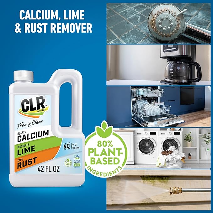 CLR Free & Clear, No Dyes or Fragrances, Gentle Lime and Bathroom Descaler, Removes Hard Water Stains and Rust Deposits - Amazon Exclusive