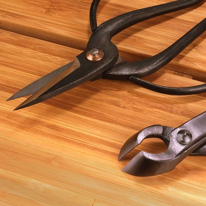 BambooMN Bonsai Basics Set - 8" Concave Cutter, 7" Heavy Duty Shear - 30 Sets