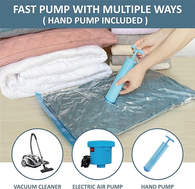 Roomimaster Vacuum Storage Bags, Vacuum Seal Space Saver Bags for Clothing, Travel Lugggage, Carry-on, Blankets, Comforters, Pillow, Bedding, 10 Combo