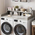 Garvee 54" Washer Dryer Countertop with 2-Tier Shelf, Wooden Laundry Countertop with Non-Slip Pad and Guard Rails, Washer and Dryer Topper for Laundry Room Organization