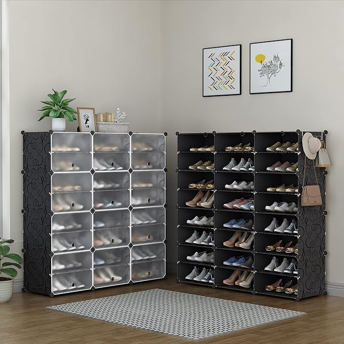 HOMIDEC Shoe Rack Organizer, 8 Tier Shoe Storage Cabinet 48 Pair Plastic Shoe Organizer Shelves for Closet Hallway Bedroom Entryway