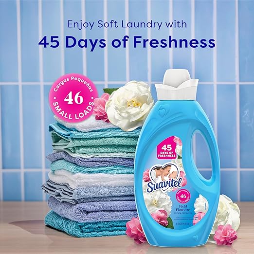 Suavitel Fabric Conditioner, Fabric Softener, 45 Days of Freshness, HE Compatible, 46 Small Loads, Field Flowers Scent, 46 fl oz