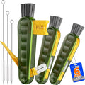 6 Pack Holikme 4 in 1 Cup Lid Cleaning Brush Set with 3 Straws, Multifunctional Bottle Brush, Silicone Cup Lid Gap Cleaner, Durable Bristle Crevice Cleaning Brush, Olive