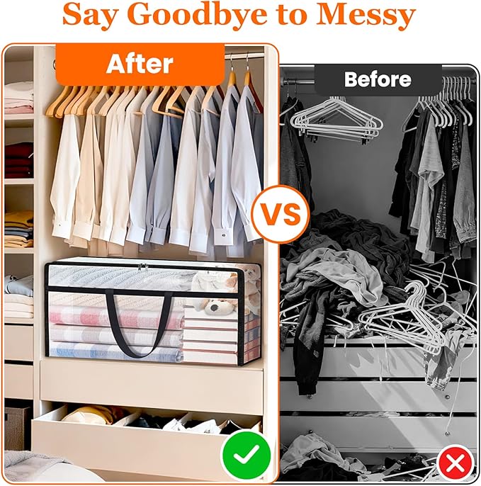 TasticTotes 8 Pack Long Clear Storage Bags for Comforter, Clothes & Bedding, Plastic Blanket Storage with Zipper and Handle, Moving Bags, Closet Organizer and Under-Bed Storage (90L, 39.4"*7.1"*19.7")