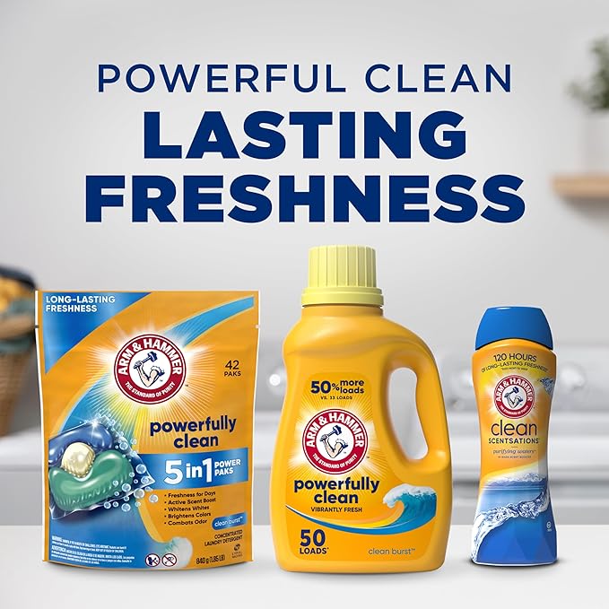 ARM & HAMMER Clean Scentsations In-Wash Scent Booster, Laundry Scent Booster Clean Meadow scent, 24 Oz
