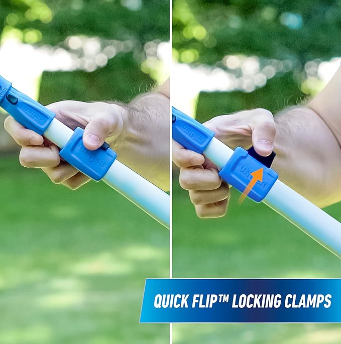 Unger Professional Connect and Clean 18” Grip Swivel Window, Glass Squeegee, and 8’ Pole, 180-Degree Pivoting Handle with Lock, Cleaning Supplies for Streak-Free Results