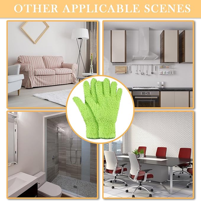 Patelai 3 Pairs Microfiber Plant Dusting Gloves Leaf Cleaning Gloves for Indoor Plants, Blinds, Furniture, House (Green Yellow,Blue,Pink,Medium)