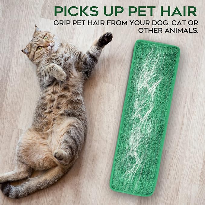 Matthew 18'' Microfiber Mop Replacement Pads for Wet Dry Reusable Mops Floor Home Commercial Cleaning Refills, Machine Washable Compatible with Bona Mop&Any Microfiber Flat Mop System Green (12 Pack)