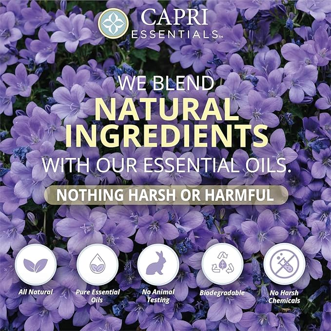 CAPRI ESSENTIALS Dish Soap Liquid, Natural Household Cleaning, Plant Based Aromatic Dish Detergent, Blend of Essential Oils with Juniper & Chamomile, White Lavender, 16 FL OZ (3 Pack)