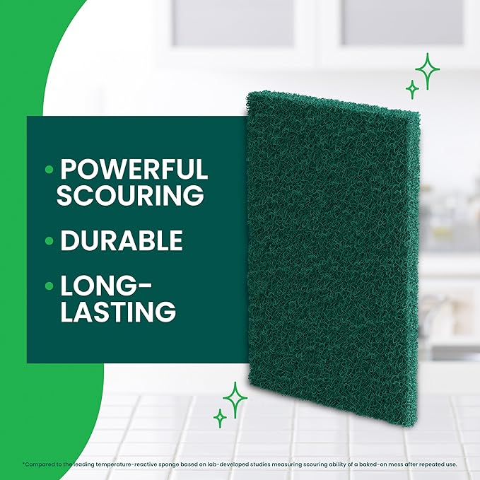 Scotch-Brite Heavy Duty Scouring Pad, Dish Scrubber for Kitchen + Outdoor, 8 Scrub Pads for Uncoated Pots and Pans, Cast Iron Cooktops, Grill Grates, Oven Racks, & BBQ, Durable, Long-Lasting