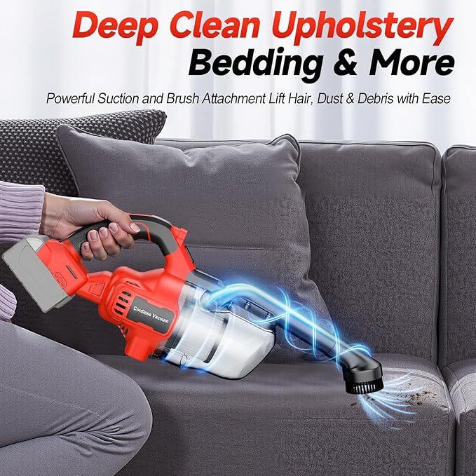 Cordless Handheld Vacuum Cleaner Compatible with Milwaukee 18V Battery,16000Pa Portable Shop Vacuum with 2 HEPA Filters & 4 Attachments, Lightweight Vacuum for Car, Home & Garage-Tool Only, No Battery