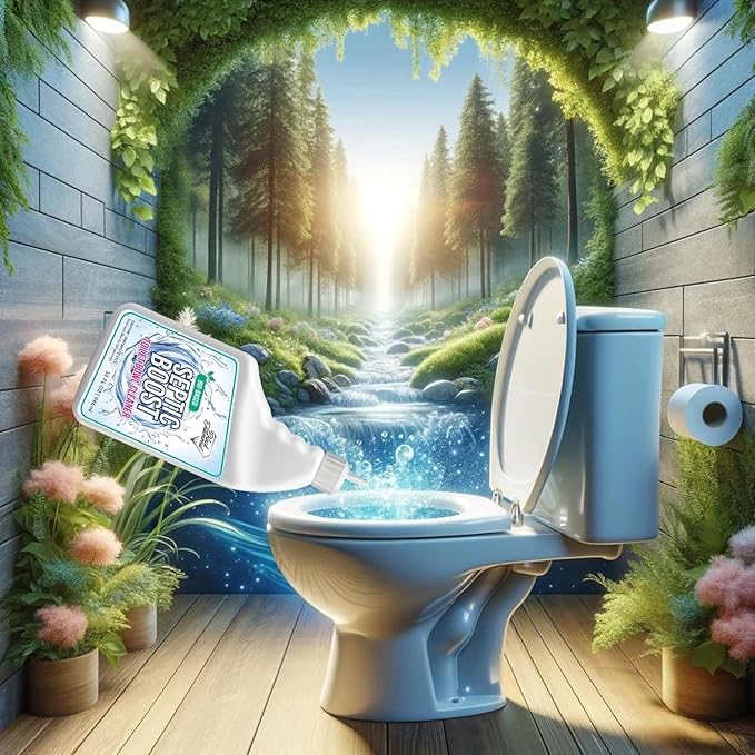 Septic Safe Toilet Bowl Cleaner - Septic Boost Acid-Free Toilet Cleaner with Enzymes for Septic Tank Treatment - Effective Cleaning & Deodorizing Bio-Based Liquid Toilet Bowl Cleaner (1-Quart)