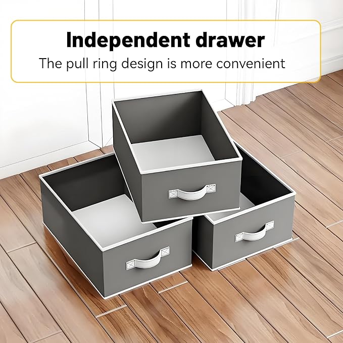 Portable Wardrobe Closet with Shelves & Drawers - Light Grey Oxford Fabric Clothes Organizer for Bedroom, Dorm Room - Waterproof, Easy Assembly No Tools Needed(35.4" x 17.7" x 67")