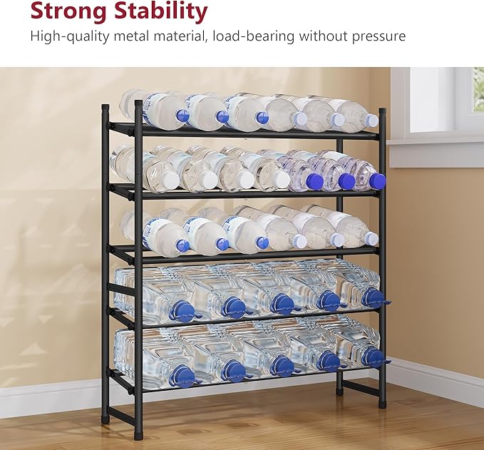 Tajsoon Expandable Shoe Rack for Closet 5 Tier, 29“-41“Adjustable & Stackable Shoe Shelf Storage, Metal Shoe Rack Organizer for Front Door Entrance, Closet, Garage, Entryway, Black