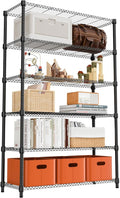 M MZG 2100LBS 47.2" W 6 Tiers Shelf Storage Shelves Metal Shelving Unit Heavy Duty Garage Shelving Adjustable Wire Shelves for Pantry,Kitchen,Garage,Basement,Black 17.7" D x 47.2" W x 82.4" H