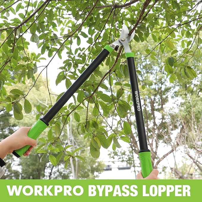 WORKPRO Bypass Lopper, 28" Branch Cutter with 65MN Spring Steel Blade, Heavy Duty Tree Trimmer with 1-3/16inch Cutting Capacity, Perfect for Cutting Shrubs and Branches