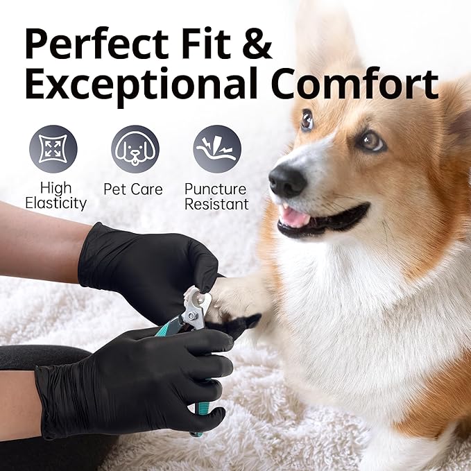 Disposable Nitrile Exam Gloves, Black Nitrile Gloves Disposable Latex Free for Medical, Cooking & Esthetician