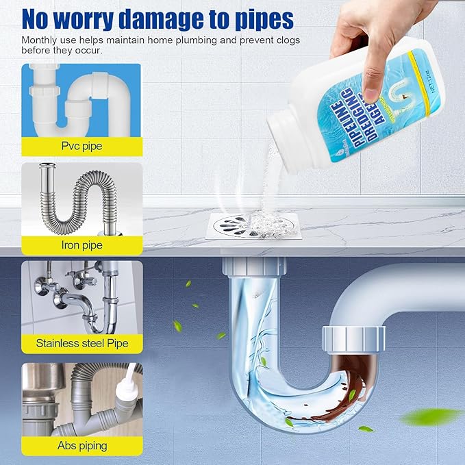 Pipeline Dredging Agent, Drain Clog Remover, Powerful Sink Drain Cleaner for Bathroom and Kitchen Sink Pipe Unclog (2PCS)