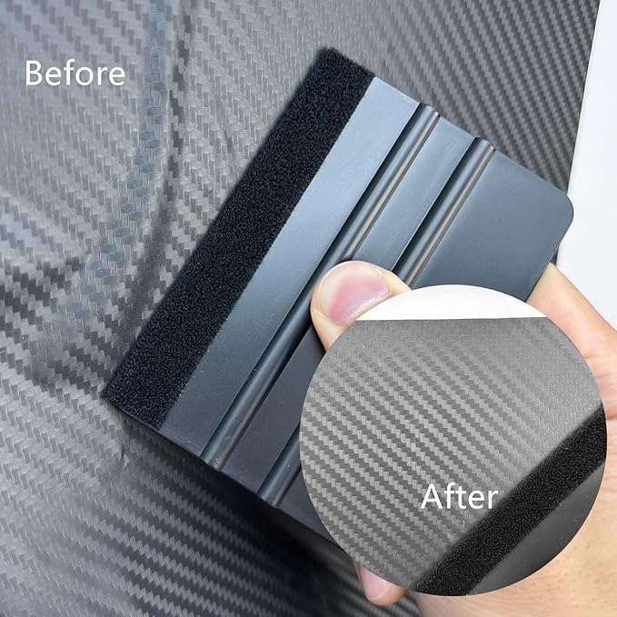 3 Piece Felt Edge Squeegee, 4inch - 5inch - 6inch Vinyl Wrap Squeegee, Plastic Squeegee Scratch-Free for Decals, Adhesive Vinyl, Window Film, Wallpaper