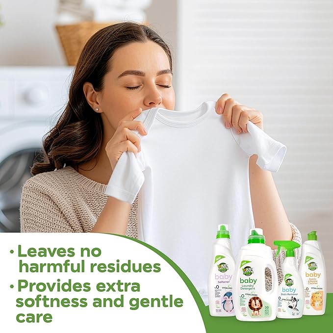 Baby Fabric Softener, Plant-Based Liquid Fabric Softener, Non-Toxic, Hypoallergenic, Fragrance-Free, EcoCert Certified, Vegan, Static Control, 32 Washes, 34 fl oz (1000 ml)