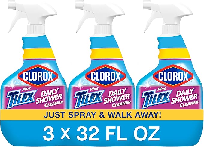 Clorox Plus Tilex Daily Shower Cleaner, 32 Fluid Ounce Spray Bottle, Pack of 3