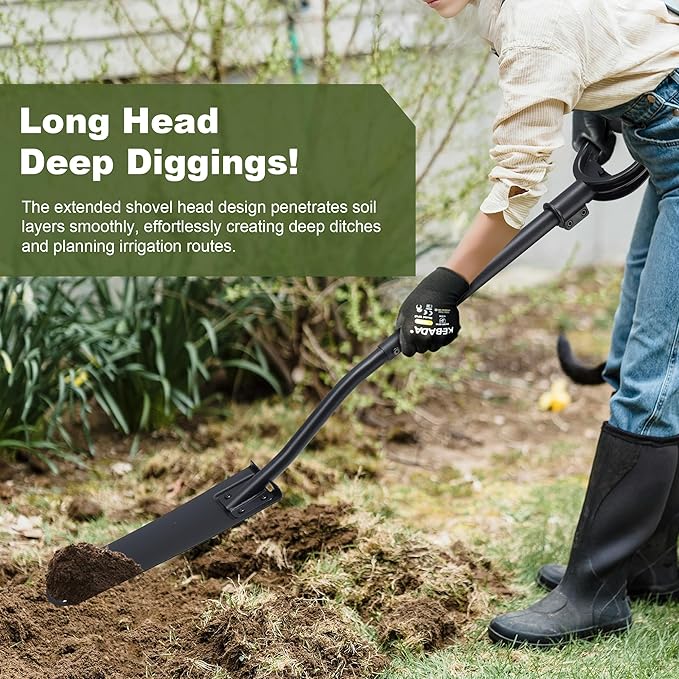 Spade Shovel, 45" Trench Shovel with 14.5" Long Narrow Spade for Digging, Trenching, Planting, Gardening, Heavy Duty