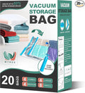 WTREE 20 Pack Vacuum Storage Bags, Space Saver Bags, Vacuum Sealed Bags for Comforters, Blankets, Clothes Storage, Hand Pump Included (4 Jumbo/4 Large/4 Medium/8 Small)