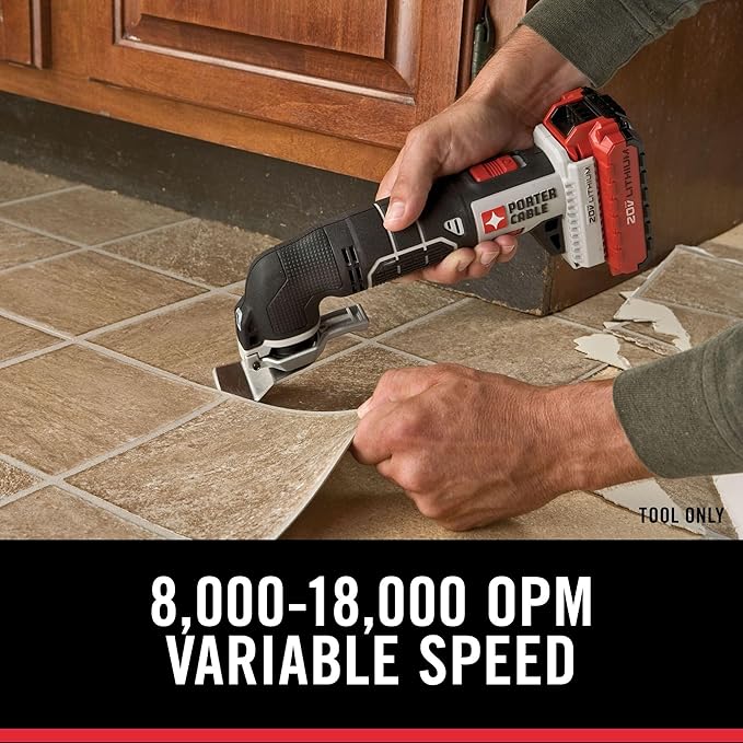 PORTER-CABLE 20V MAX* Oscillating Tool with 11-Piece Accessories, Tool Only (PCC710B)