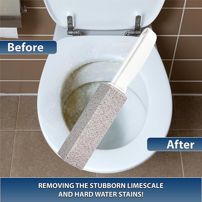 Amazon Brand | 6 Pack Ring King Pumice Stone Toilet Bowl Cleaner with Handle | Effectively Removes Stubborn Limescale from Tile, Shower Door and Bathtubs. Best Calcium, Lime, and Rust Remover.
